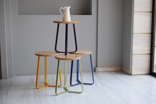 round solid  steel  stool