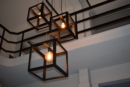 metal chandelier of 3 cubes 