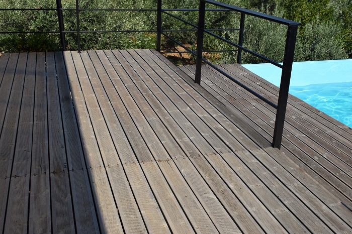 wooden solid  pine  deck 