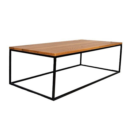Τραπέζι σαλονιού ,μεταλλική βάση και επιφάνεια μασίφ δρυς:1.40χ0.60χ0.40