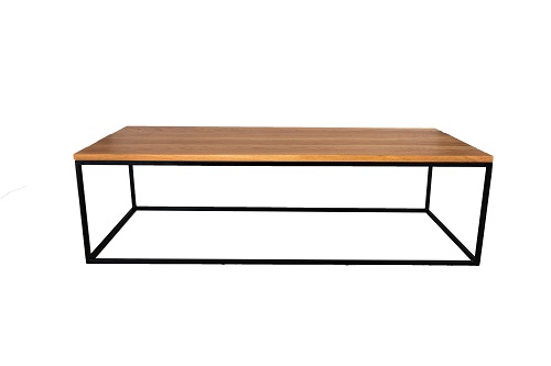 Τραπέζι σαλονιού ,μεταλλική βάση και επιφάνεια μασίφ δρυς:1.40χ0.60χ0.40